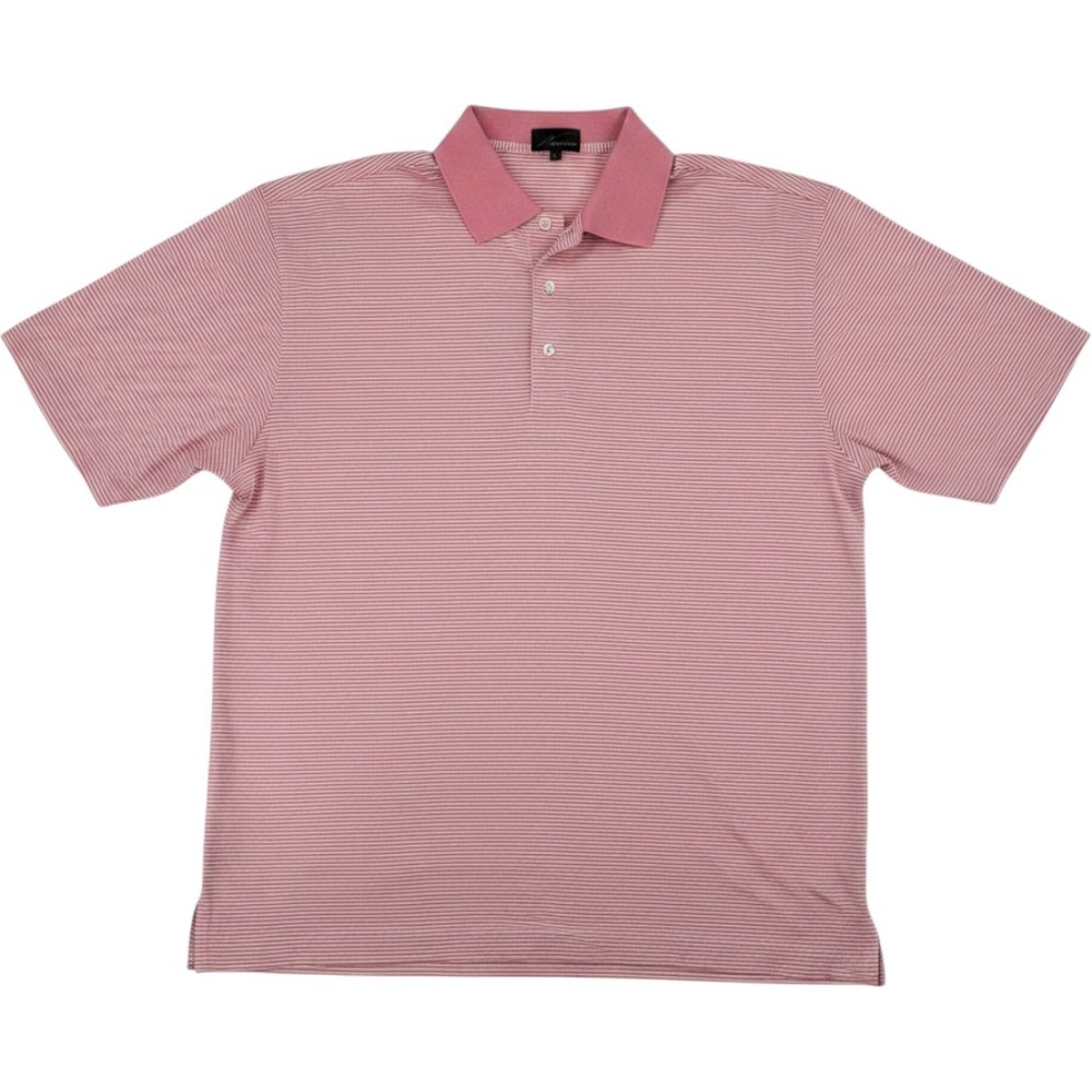 Nick Price Polo Shirt Mens Large Pink Striped Short Sleeve Golf Classic Athletic